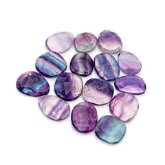 Natural Fluorite Smooth Rose Cut Gemstones | Freeform Rose Cut for Jewelry Making - 15 Pieces
