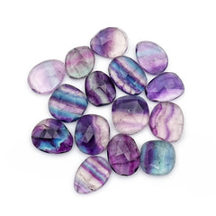 Natural Fluorite Smooth Rose Cut Gemstones | Freeform Rose Cut for Jewelry Making - 15 Pieces