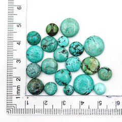 Tibetan Turquoise Smooth Cabochons | Raw Earth Tones in Round Natural Shapes - 20 Pieces