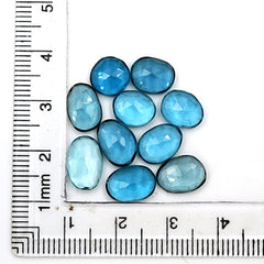 London Blue Topaz Gemstones | Rose Cut Faceted Loose Gems for Jewelry - 10 Pieces