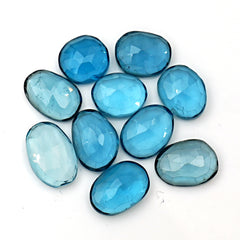 London Blue Topaz Gemstones | Rose Cut Faceted Loose Gems for Jewelry - 10 Pieces