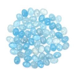 Natural Aquamarine Freeform Gemstones | Rose Cut Cabochons for Jewelry Making - 61 Pieces