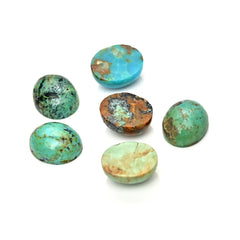 Kingman Turquoise Oval Cabochons | Blue Green Gemstone For Jewelry Making - 6 Pieces