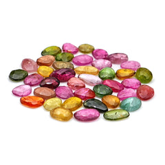 Rose cut freeform colorful Tourmaline gemstone, perfect for October births and custom jewelry designs.