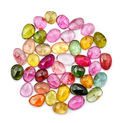 Rose cut freeform colorful Tourmaline gemstone, perfect for October births and custom jewelry designs.