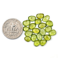 Peridot Rosecut Cabochons | Freeform Natural Green Gemstones For Jewelry - 20 Pieces