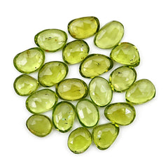 Peridot Rosecut Cabochons | Freeform Natural Green Gemstones For Jewelry - 20 Pieces