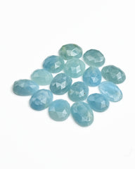 Aquamarine Rose Cut Gemstones | Freeform Loose Stones for Jewelry Making - 15 Pieces