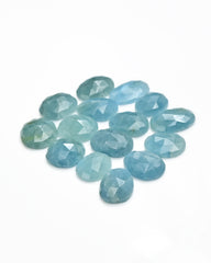 Aquamarine Rose Cut Gemstones | Freeform Loose Stones for Jewelry Making - 15 Pieces