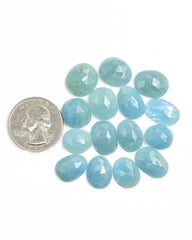 Aquamarine Rose Cut Gemstones | Freeform Loose Stones for Jewelry Making - 15 Pieces