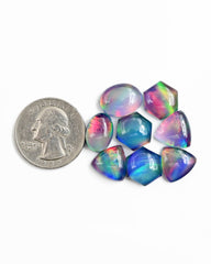 Aurora Opal Doublet Cabs | Iridescent Fire Cabochons For Jewelry Making - 8 Pieces