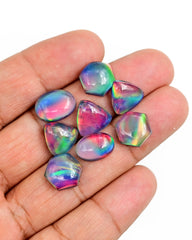 Aurora Opal Doublet Cabs | Iridescent Fire Cabochons For Jewelry Making - 8 Pieces