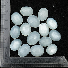 White Moonstone Rose Cut Cabochons | Oval Gemstone For Jewelry Making - 15 Pieces
