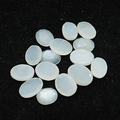 White Moonstone Rose Cut Cabochons | Oval Gemstone For Jewelry Making - 15 Pieces