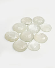 Round Rose Cut White Moonstone Cabochons, Perfect For June Births.
