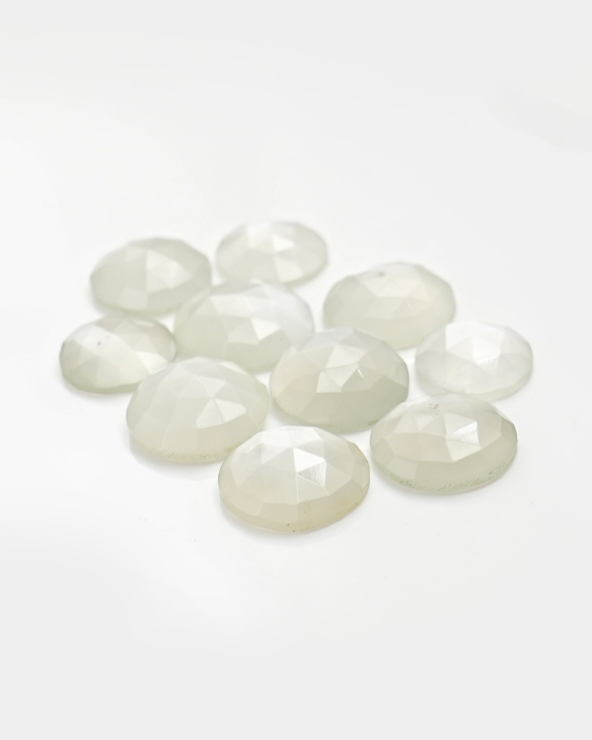 Round Rose Cut White Moonstone Cabochons, Perfect For June Births.