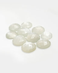 Round Rose Cut White Moonstone Cabochons, Perfect For June Births.