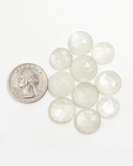 Round Rose Cut White Moonstone Cabochons, Perfect For June Births.
