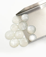 Round Rose Cut White Moonstone Cabochons, Perfect For June Births.