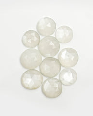 Round Rose Cut White Moonstone Cabochons, Perfect For June Births.