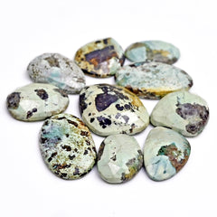 Nevada Turquoise Freeform Cabochons | Natural Stones with Matrix for Jewelry Making - 10 Pieces