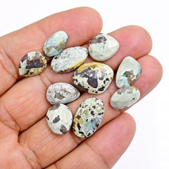 Nevada Turquoise Freeform Cabochons | Natural Stones with Matrix for Jewelry Making - 10 Pieces