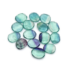 Natural Fluorite Smooth Rose Cut Gemstones | Freeform Rose Cut for Jewelry Making - 15 Pieces