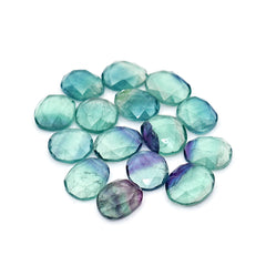 Natural Fluorite Smooth Rose Cut Gemstones | Freeform Rose Cut for Jewelry Making - 15 Pieces