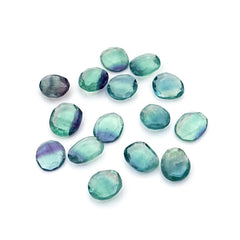 Natural Fluorite Smooth Rose Cut Gemstones | Freeform Rose Cut for Jewelry Making - 15 Pieces