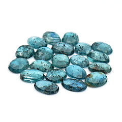Teal Moss Kyanite Rosecut Oval Cabochon | Earthy Elegance with Natural Inclusions - 20 Pieces