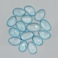 Sky Blue Topaz Rose Cut Freeform Cabochons | Shimmering Sky-Toned Elegance - 15 Pieces