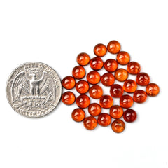 Natural Spessartine Garnet Smooth Cabochons | Round Flat Back Gemstones – 30 Pieces