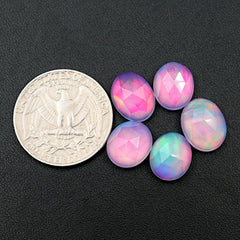 Aurora Opal Doublet Rosecut Cabochon | Iridescent Beauty with Ethereal Glow - 5 Pieces