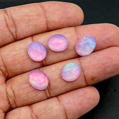 Aurora Opal Doublet Rosecut Cabochon | Iridescent Beauty with Ethereal Glow - 5 Pieces