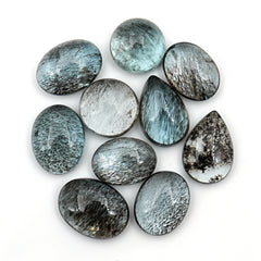 Moss Aquamarine Cabochons | Mixed Shape Gemstones for Jewelry Making - 10 pieces