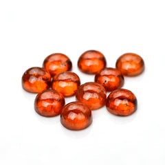 Natural Spessartine Garnet Smooth Cabochons | Round Shape Flat Back Gemstones – 10 Pieces