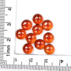 Natural Spessartine Garnet Smooth Cabochons | Round Shape Flat Back Gemstones – 10 Pieces