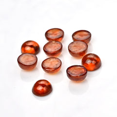 Natural Spessartine Garnet Smooth Cabochons | Round Shape Flat Back Gemstones – 10 Pieces