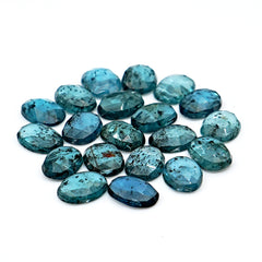 Organic Teal Moss Kyanite Rosecut | Oval Gemstones for Jewelry - 20 pieces