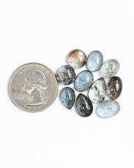 Moss Aquamarine Cabochons Stones | Mixed Shape Polished Smooth Gemstones for Jewelry - 10 Pieces