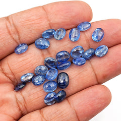 Blue Kyanite Oval Cabochons | Polished Natural Gemstones for Fine Jewelry Making - 23 pieces
