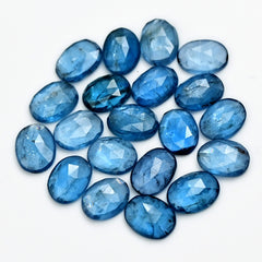 Aqua Blue Kyanite Rose Cut Cabochons | Sparkling Oval Gemstones for Fine Jewelry - 20 pieces