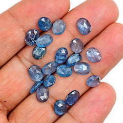 Aqua Blue Kyanite Rose Cut Cabochons | Sparkling Oval Gemstones for Fine Jewelry - 20 pieces