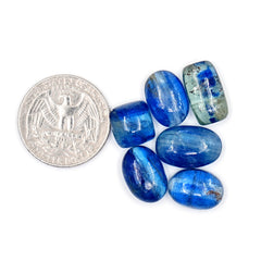 Blue Kyanite Smooth Cabochons | Shimmering Blues in Mixed Organic Shapes - 6 Pieces