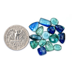 Earthy Bi Kyanite Rose Cut Cabochons | Raw Beauty in Freeform Cuts - 15 Pieces