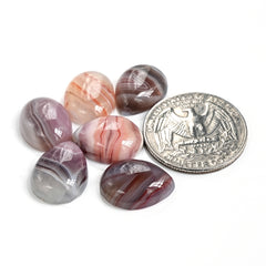 Botswana Agate Freeform Cabochons | Natural Banded Agate Flatback Loose Gemstones for Jewelry Making - 6 Pieces