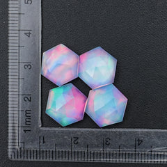 Aurora Opal Doublet Rose Cut Cabochon | Hexgon Shape Gemstone for Jewelry Making - 4 Pieces