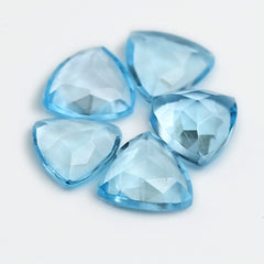 Sky Blue Topaz Rose Cut Gemstones | Trillion Cabochon in Blue - 5 Pieces