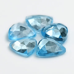 Sky Blue Topaz Rose Cut Gemstones | Trillion Cabochon in Blue - 5 Pieces