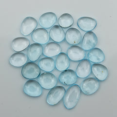 Sky Blue Topaz Smooth Cabs | Serene Sparkle in Freeform Blues - 20 Pieces